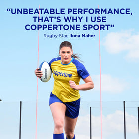 Coppertone stick opened with product extended, demonstrating smooth glide application