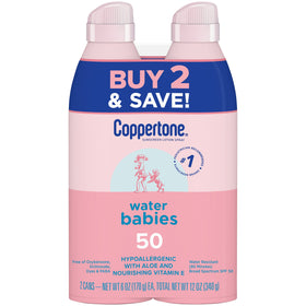 Coppertone WaterBabies front packaging showing SPF 50 protection and benefit