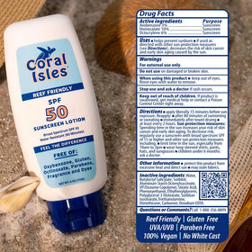 Coral Isles sunscreen used by family at beach providing water-resistant protection