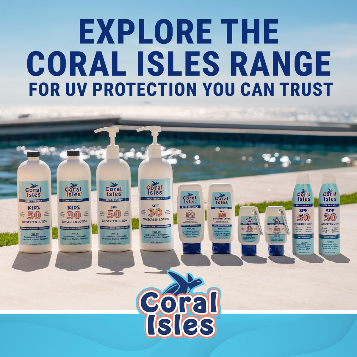 Coral Isles ingredient label detail highlighting oxybenzone-free formula