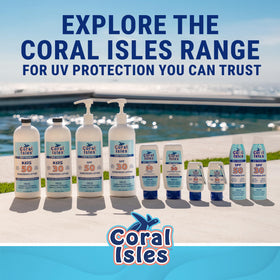 Coral Isles ingredient label detail highlighting oxybenzone-free formula