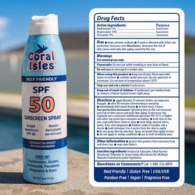 Coral Isles sunscreen on towel at beach illustrating reef-safe outdoor use