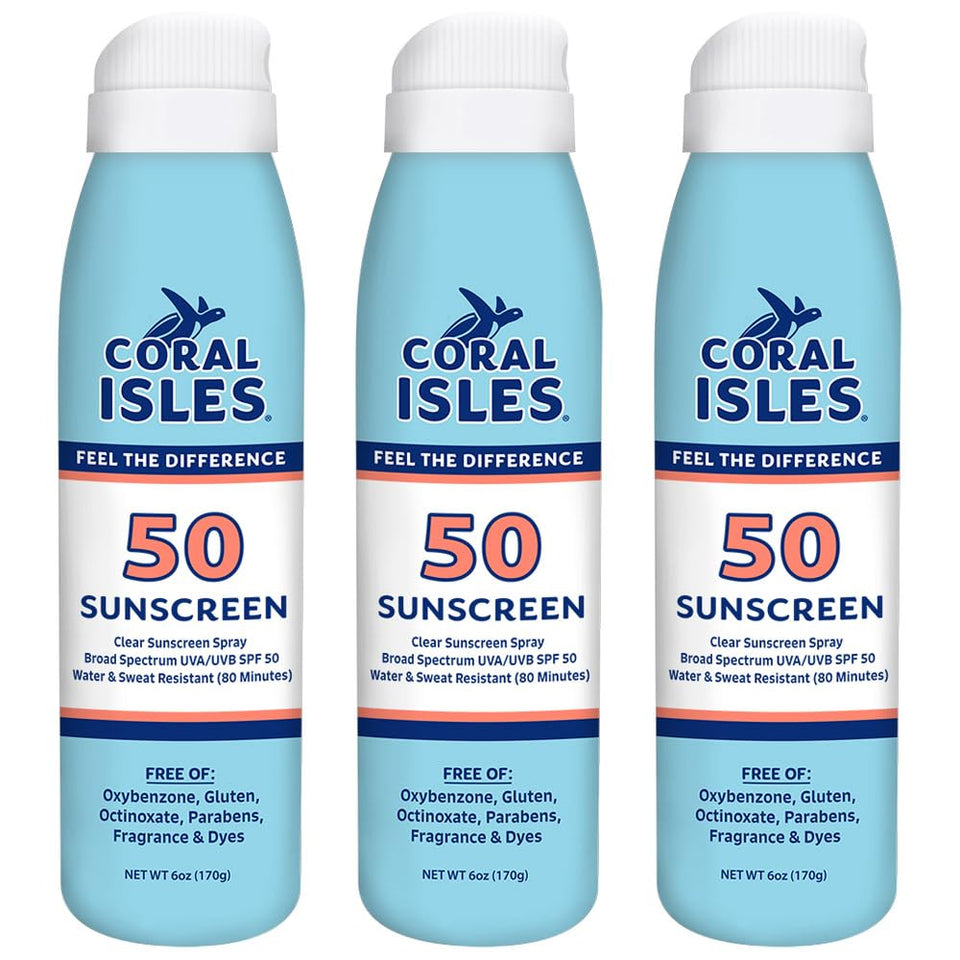 Coral Isles front packaging showing SPF 50 and reef-friendly benefits