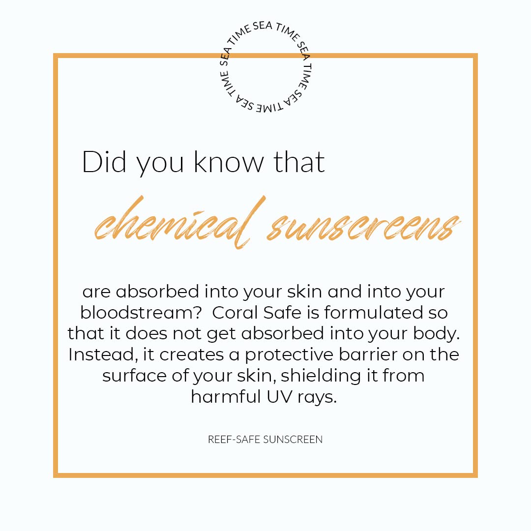Coral Safe stick with water splash showing 80-minute water resistance