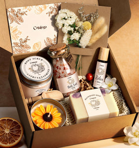Coralogo front packaging showing full spa set and elegant gift box benefit of ready gifting