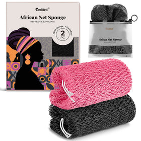 CORATED front packaging showing gift-ready bath sponge and benefits