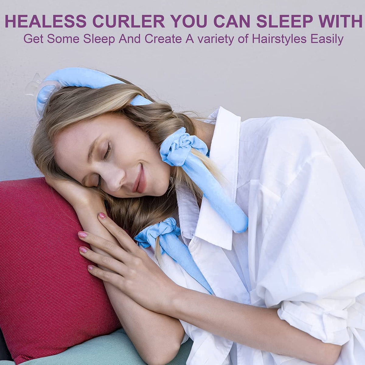 CORATED headband in use overnight on pillow showing comfortable sleep styling