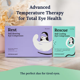 CorneaCare twelve masks arranged to show pack quantity and storage