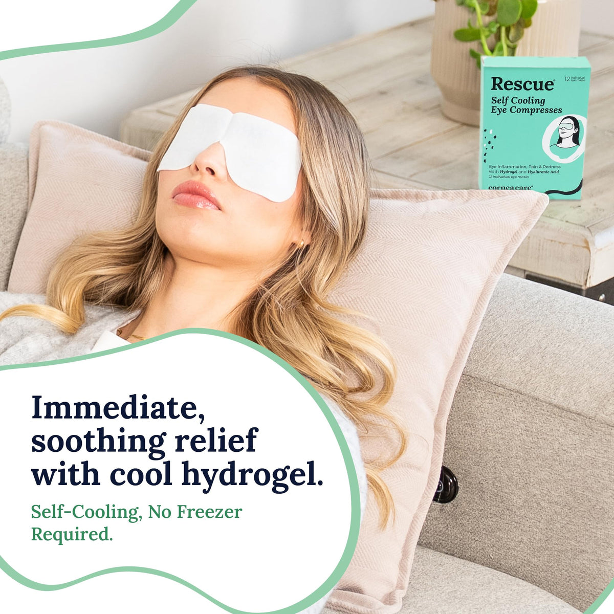 CorneaCare applied on model eyes showing soothing relief and calm