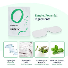 CorneaCare ingredient label close-up showing simple five-ingredient formula