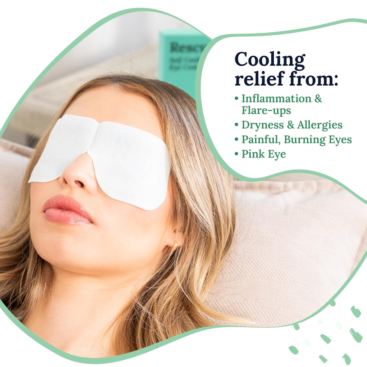 CorneaCare open mask close-up with hydrogel exposed for instant cooling