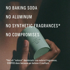 CORPUS Nº Green being applied to underarm demonstrating gentle, non-irritating glide