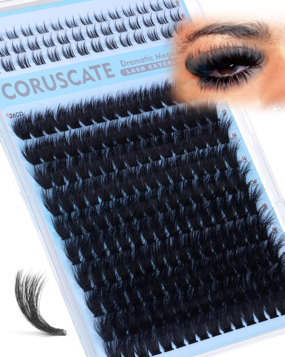 CORUSCATE front packaging showing full 260D cluster kit for dramatic volume