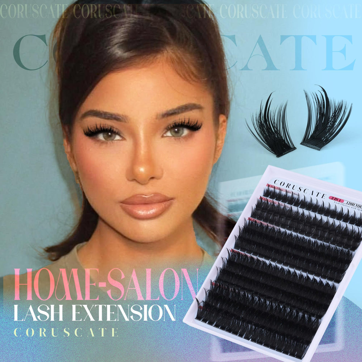 CORUSCATE applying a cluster with tweezers for easy DIY salon finish