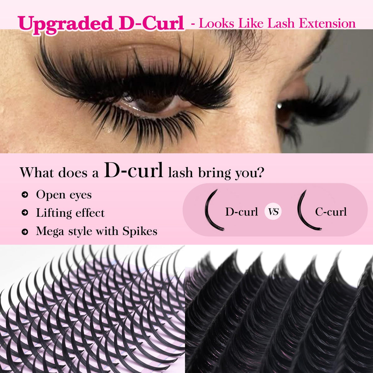 CORUSCATE lashes applied on eye demonstrating dramatic spiky effect