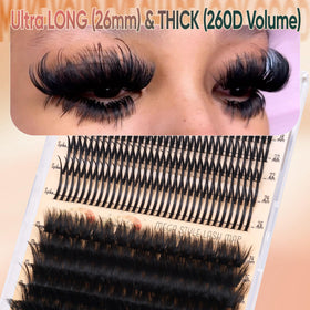CORUSCATE model wearing mixed clusters showing dramatic, camera-ready eyes