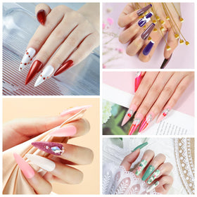 COSCELIA nail art tools laid out, indicates ready-to-use accessories for decoration