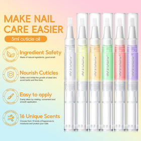 COSCELIA pen in hand applying oil to cuticle for quick moisturization