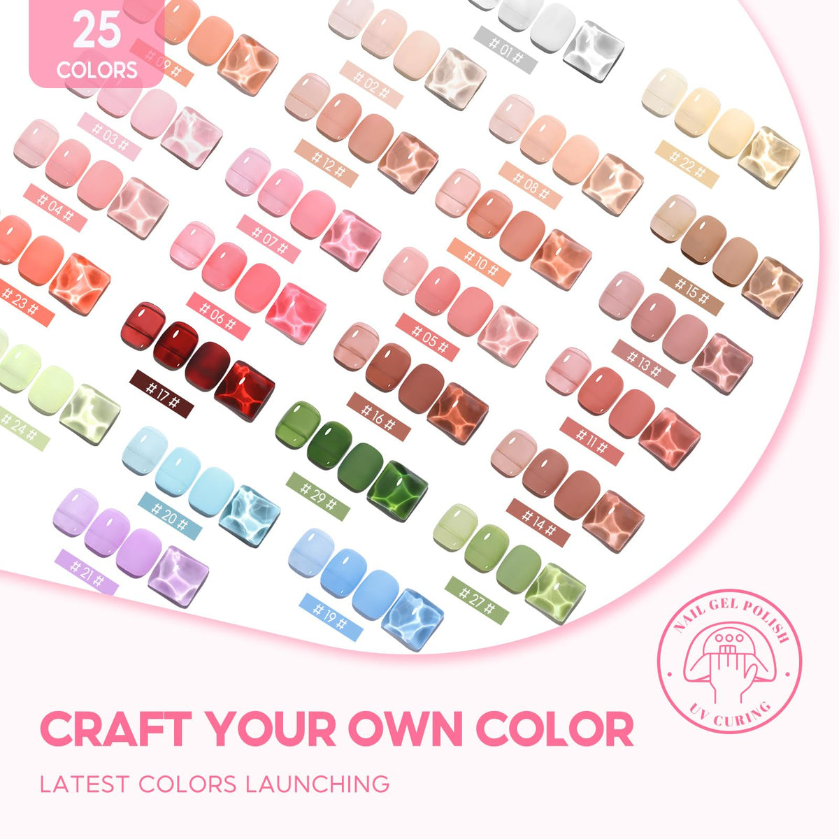 COSCELIA swatch fan of all 25 shades demonstrating tonal variety for styling