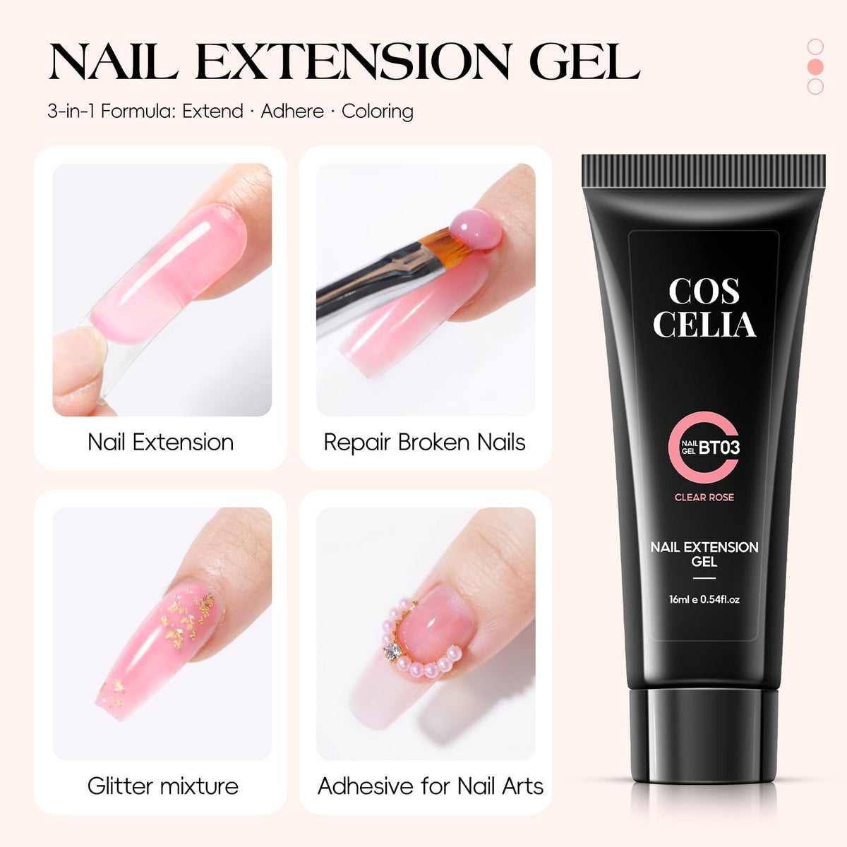 COSCELIA poly gel close-up texture demonstrating smooth, workable consistency for clean application