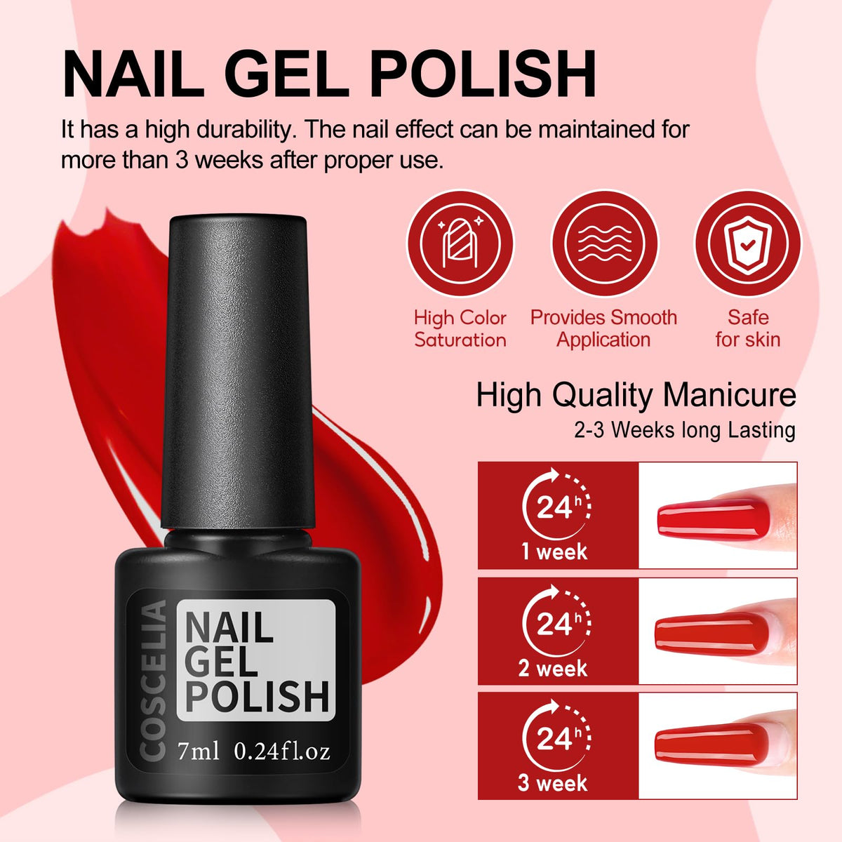 COSCELIA five top and base coat bottles lined up protecting and finishing nails