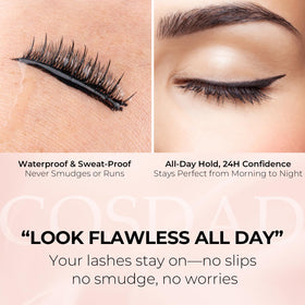 COSDAD lashes applied on model showing natural volume and blended finish