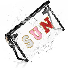 COSHAYSOO clear SUN pouch front view shows stylish waterproof organization