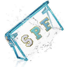COSHAYSOO front view blue transparent pouch showing visibility and style