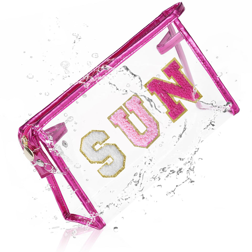 COSHAYSOO front view of clear sunscreen bag for visible organization