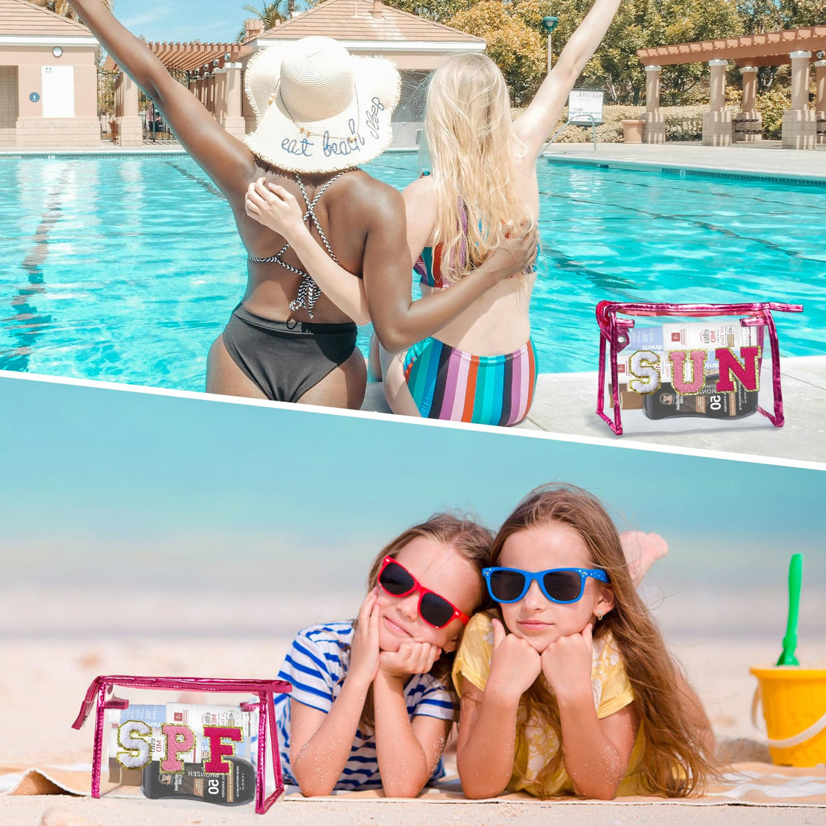 COSHAYSOO pouch beside sunglasses demonstrating travel size convenience