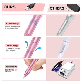 COSITTE set of drill bits and 26 sanding bands organized for versatile nail tasks