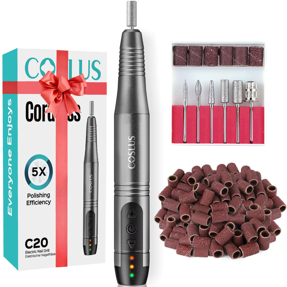 COSLUS C20 front view showing compact cordless drill and ergonomic grip for precision