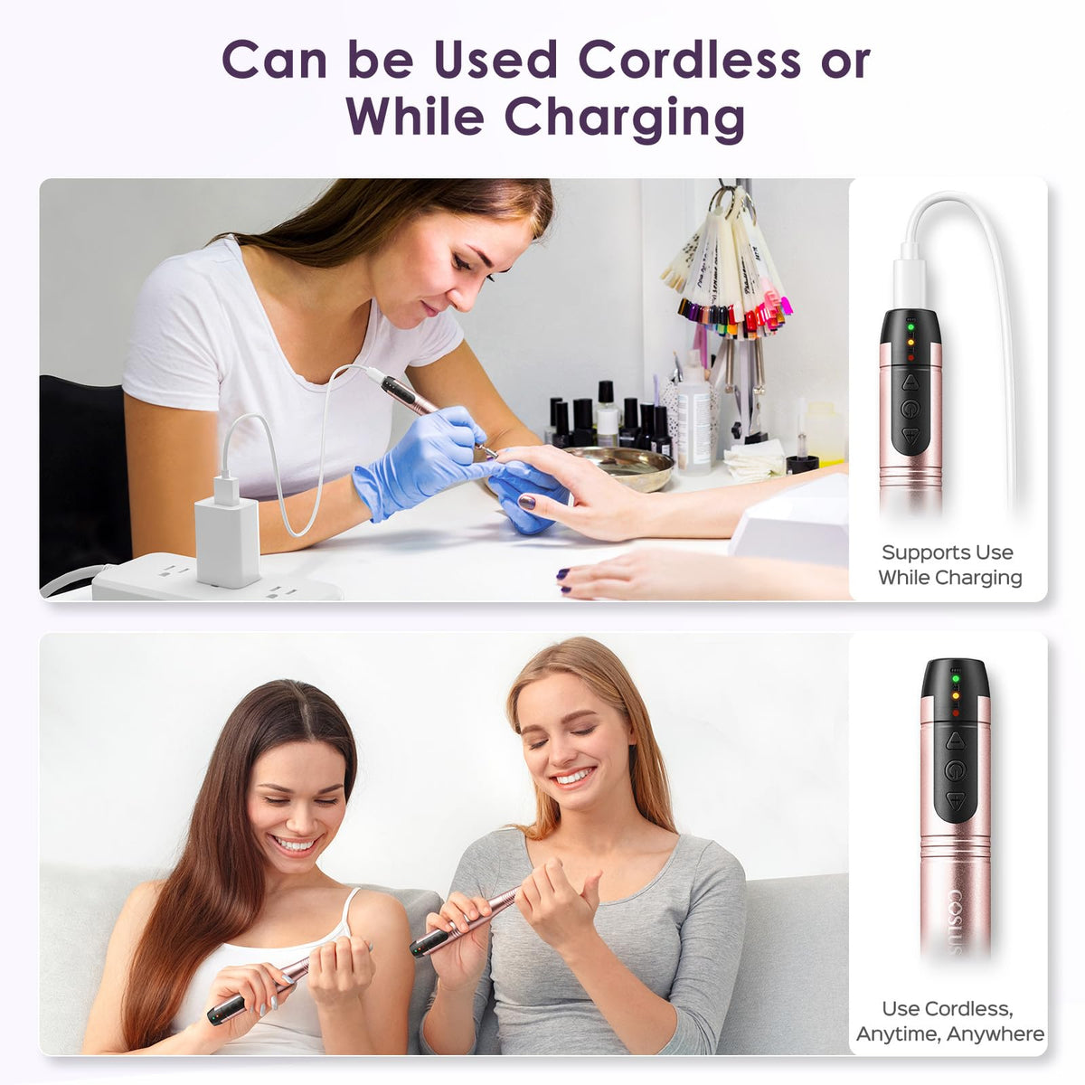 COSLUS C20 sanding bands and bits laid out for versatile nail work