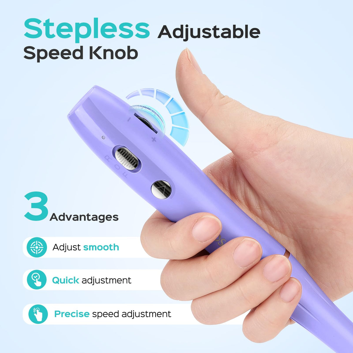 COSLUS C42 close-up of stepless speed knob for precise RPM control benefit