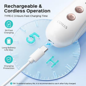 COSLUS Type-C charging port image showing fast recharge convenience and portability