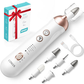 COSLUS front view of cordless nail file showing compact design and benefits