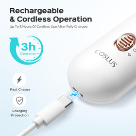 COSLUS device in use on toenail demonstrating effective thick-nail grinding