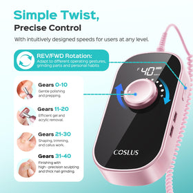 COSLUS e-file in use during gel removal demonstrating smooth performance