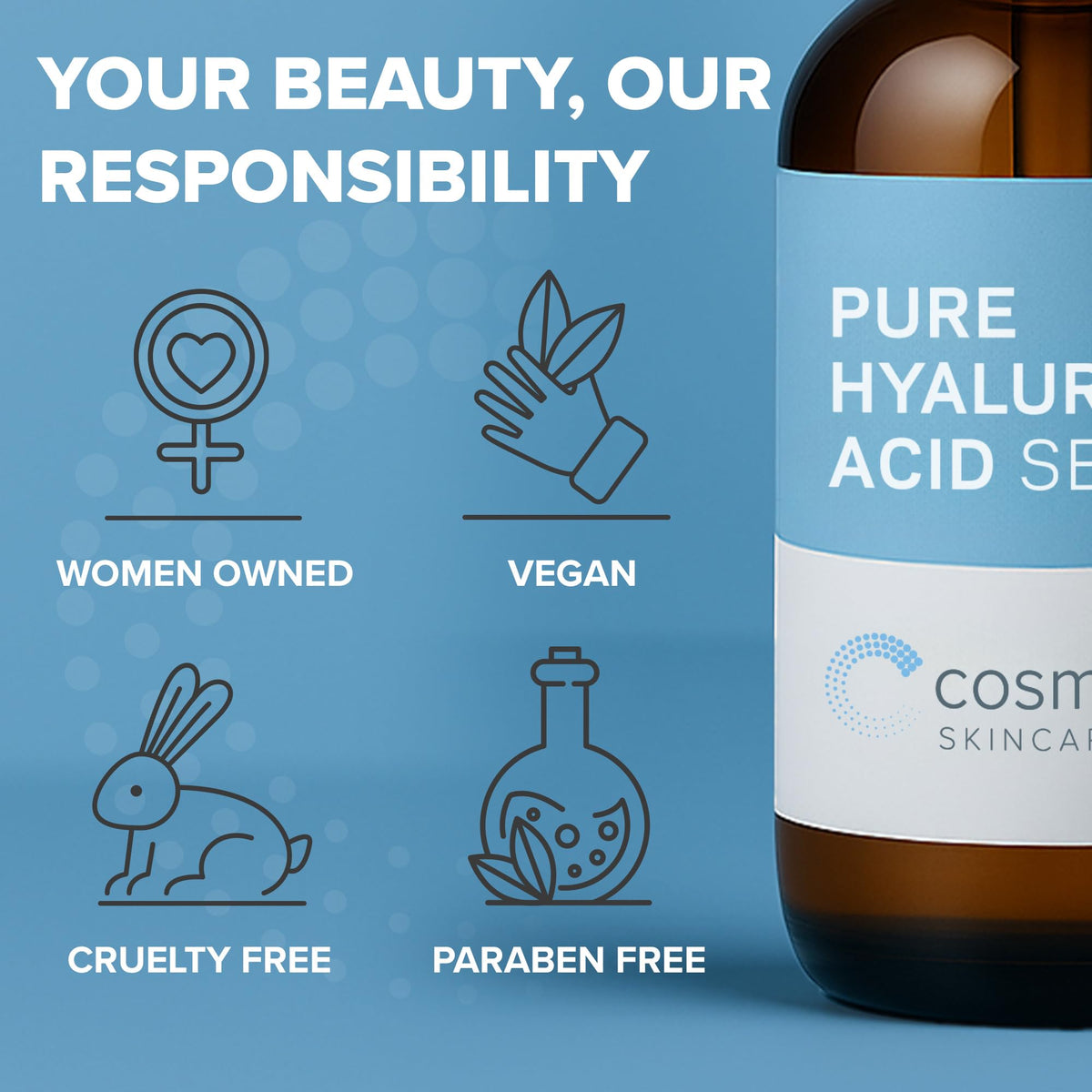 Cosmedica ingredient label close-up highlighting pure formulation benefit