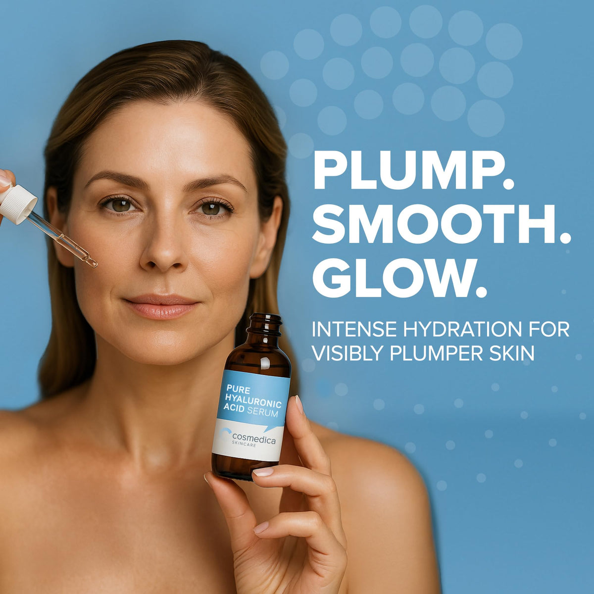 Cosmedica serum texture on skin close-up showing quick absorption benefit