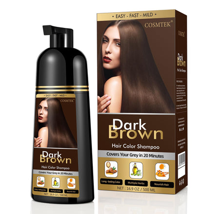 COSMTEK front bottle view showing label and dark brown shade benefit