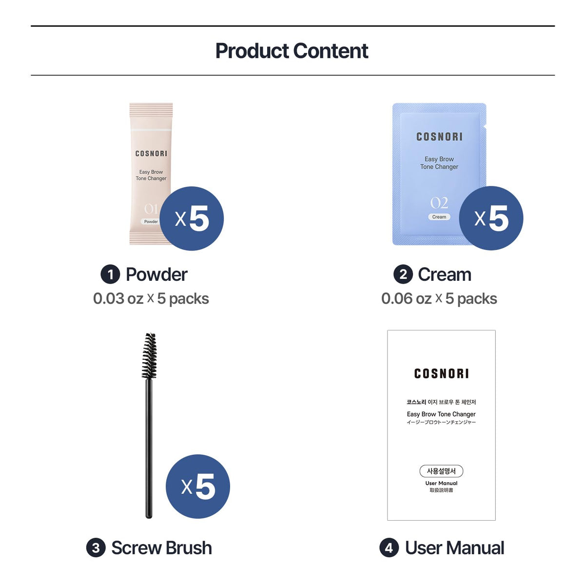 COSNORI application brush applying product to brow for precise, clean results
