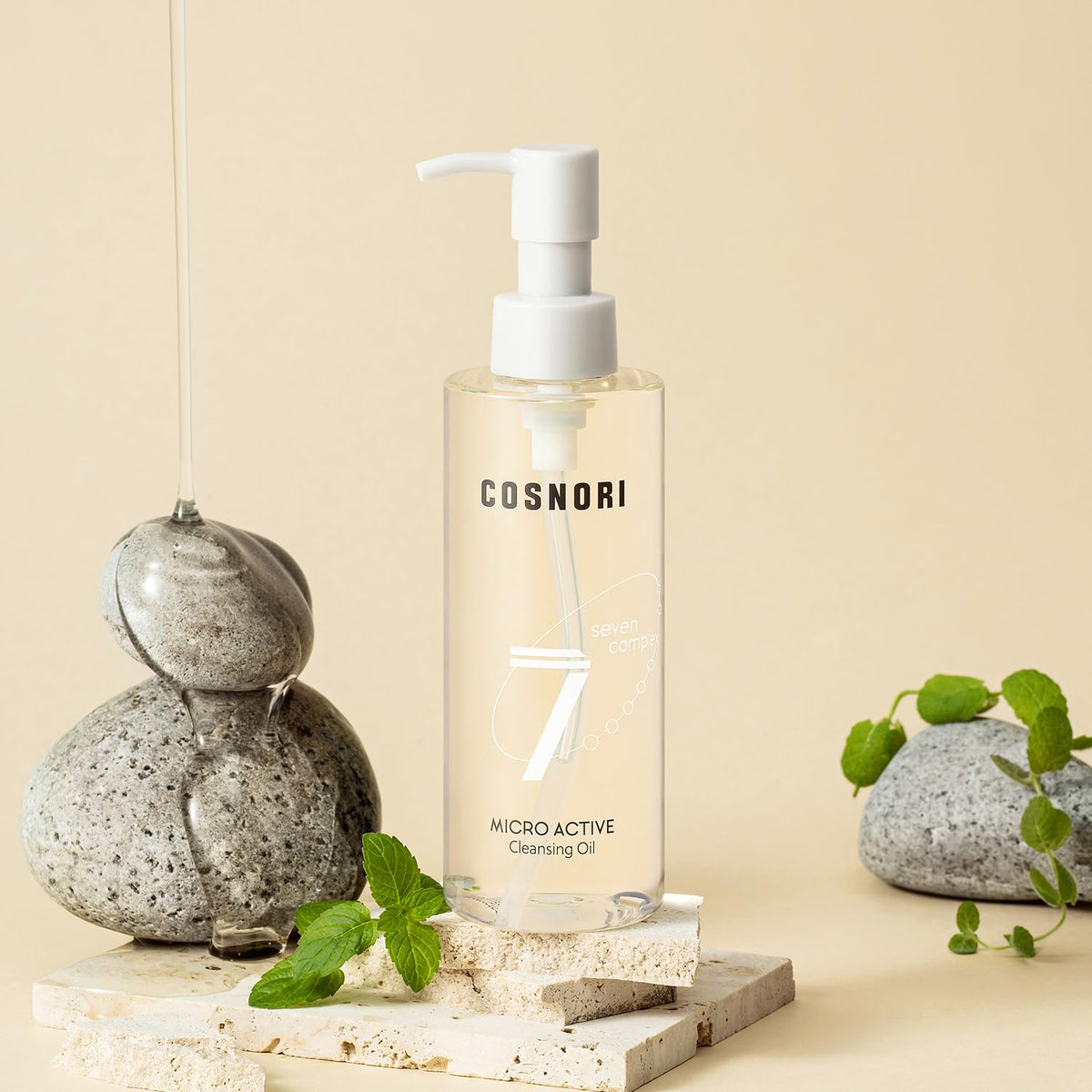 COSNORI bottle beside ruler illustrating 6.7 fl. oz. scale benefit