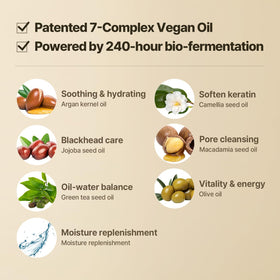 COSNORI oil texture in palm showing lightweight emulsion benefit