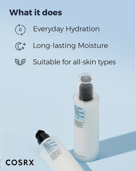 COSRX 100ml bottle next to ruler demonstrating compact travel-friendly size
