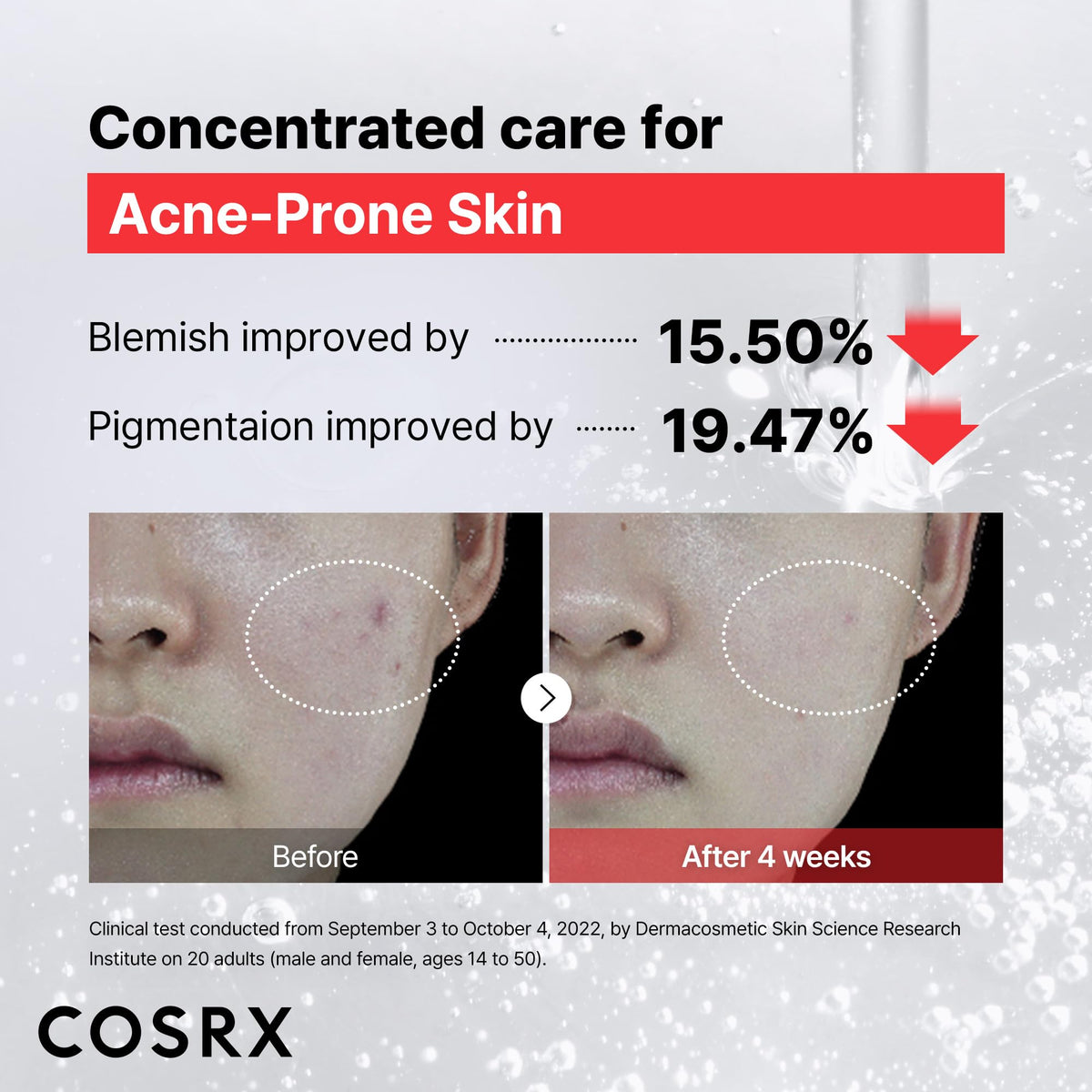 COSRX small drop of serum on hand, demonstrates recommended portion control
