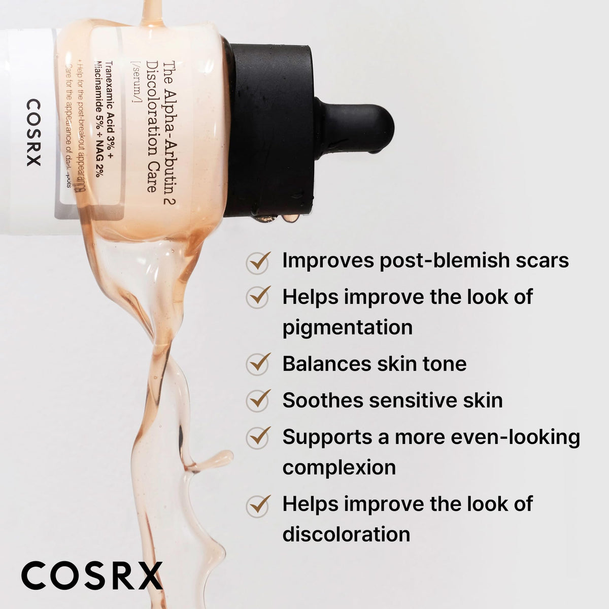 COSRX dropper dispensing serum highlighting precise application benefit