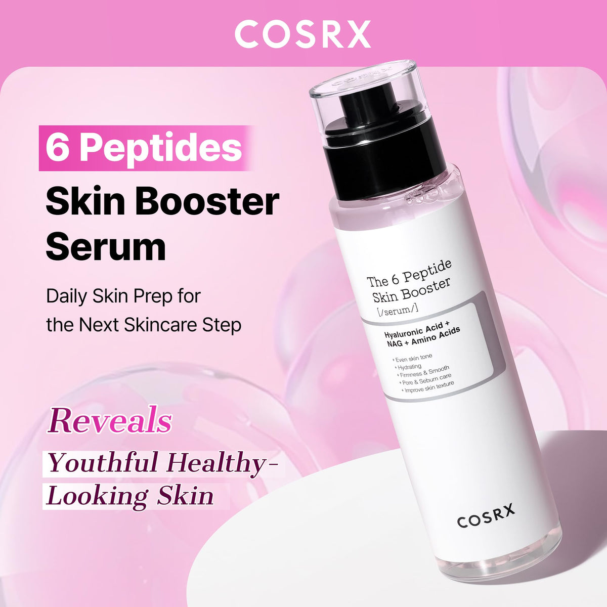 COSRX bottle beside Snail 96 Essence showing layering compatibility benefit