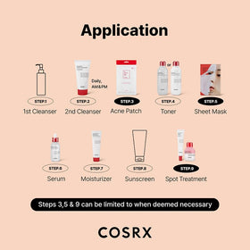 COSRX bottle label close-up displaying CentellAC-Rx Complex and clean ingredients