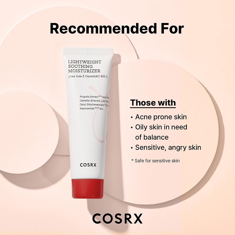 COSRX moisturizer on hand showing quick absorption and comfortable matte finish